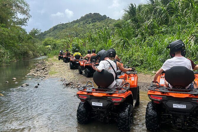 St Lucia ATV Tour : Waterfall, Plantation, Beach and Distillery - From Marigot Bay to the farm: meeting Farmer Peter