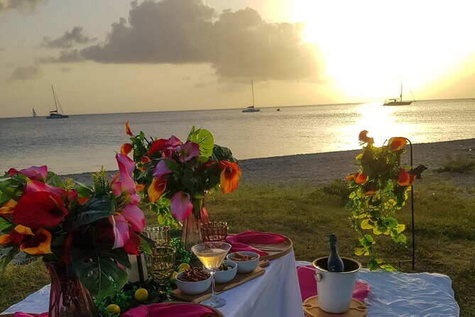 St Lucia Beachfront Sunset Picnics - A front-row sunset setup on Pigeon Island Causeway Beach